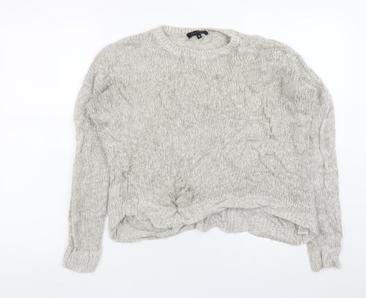 New Look Women's Grey Cable-Knit Pullover Jumper Size M