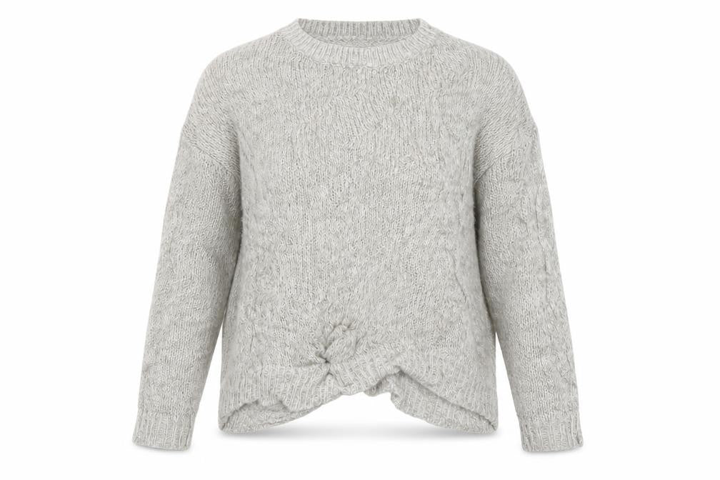 Front view of New Look Women's Grey Cable-Knit jumper, size M