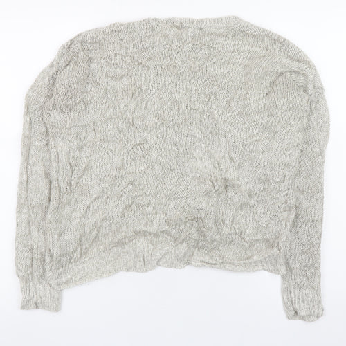 New Look Women's Grey Cable-Knit Pullover Jumper Size M