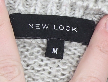 New Look Women's Grey Cable-Knit Pullover Jumper Size M
