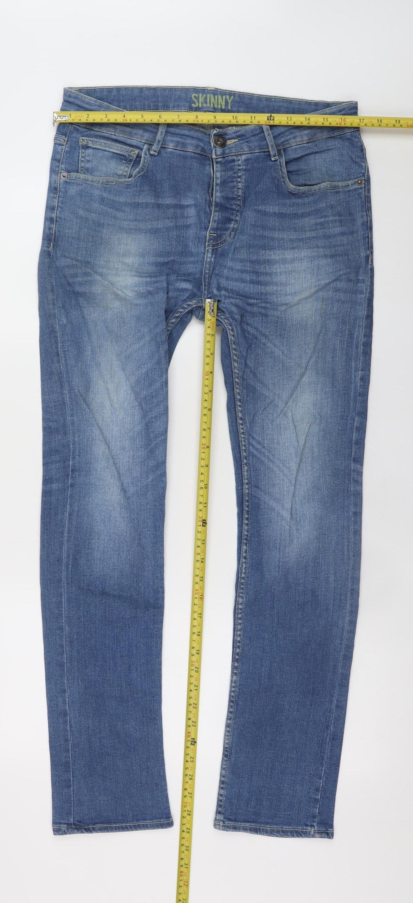 Denim Co. Men's Blue Skinny Fit Jeans W32 L32 Cotton Stretch