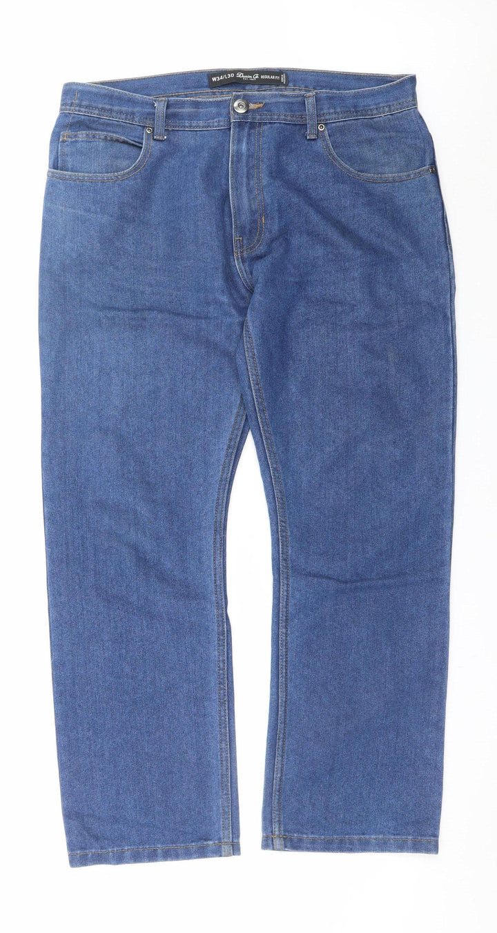 Denim Co Men's Blue Regular Fit Straight Jeans W34 L30