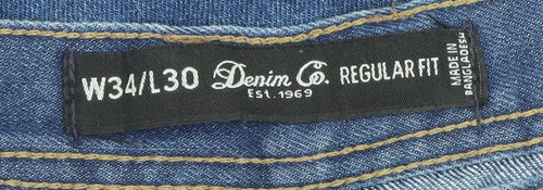 Denim Co Men's Blue Regular Fit Straight Jeans W34 L30