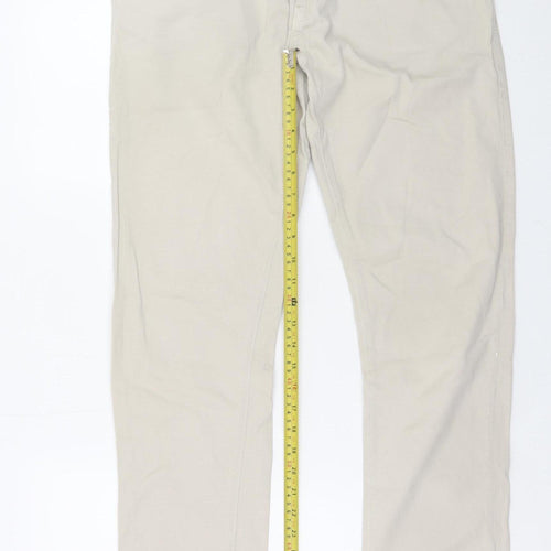 Zara Man Beige Regular Fit Straight Jeans Men 32W Basic Stretch Denim