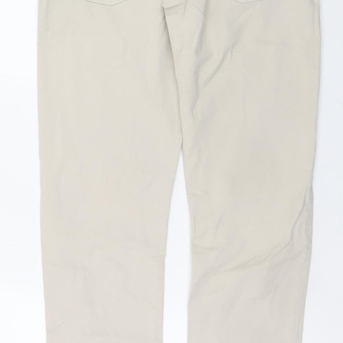Zara Man Beige Regular Fit Straight Jeans Men 32W Basic Stretch Denim