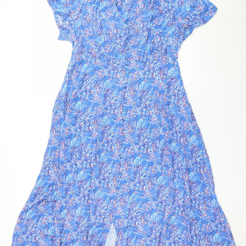 Gallery Women Blue Floral Fit & Flare Midi Dress UK 14