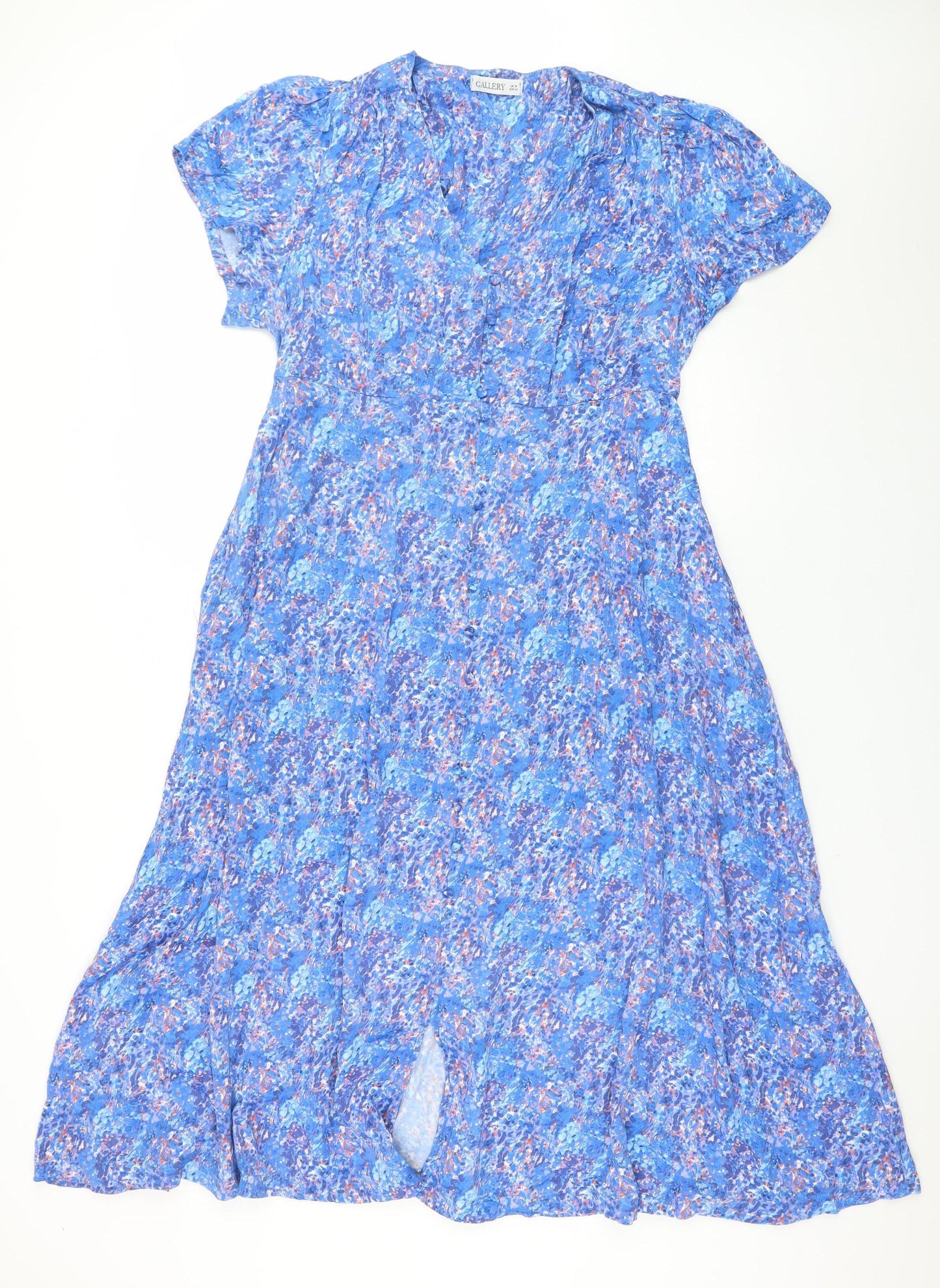 Gallery Women Blue Floral Fit & Flare Midi Dress UK 14