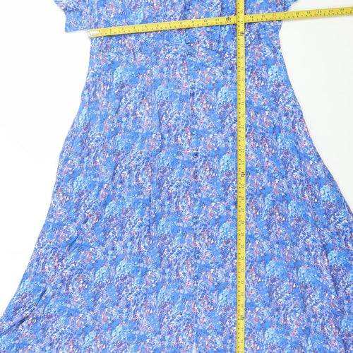 Gallery Women Blue Floral Fit & Flare Midi Dress UK 14