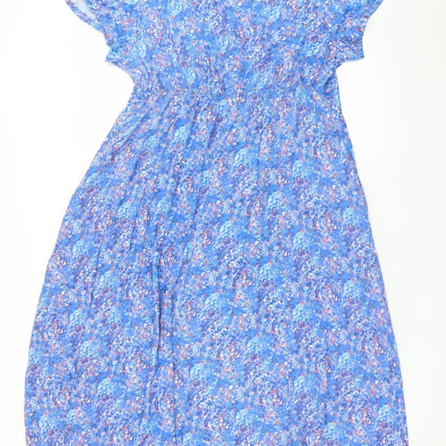 Gallery Women Blue Floral Fit & Flare Midi Dress UK 14