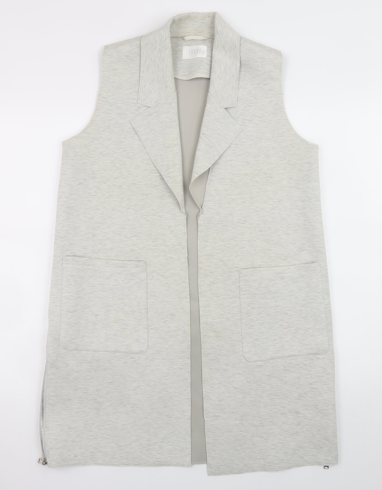 Savida Women's Grey Long Sleeveless Waistcoat Size 10