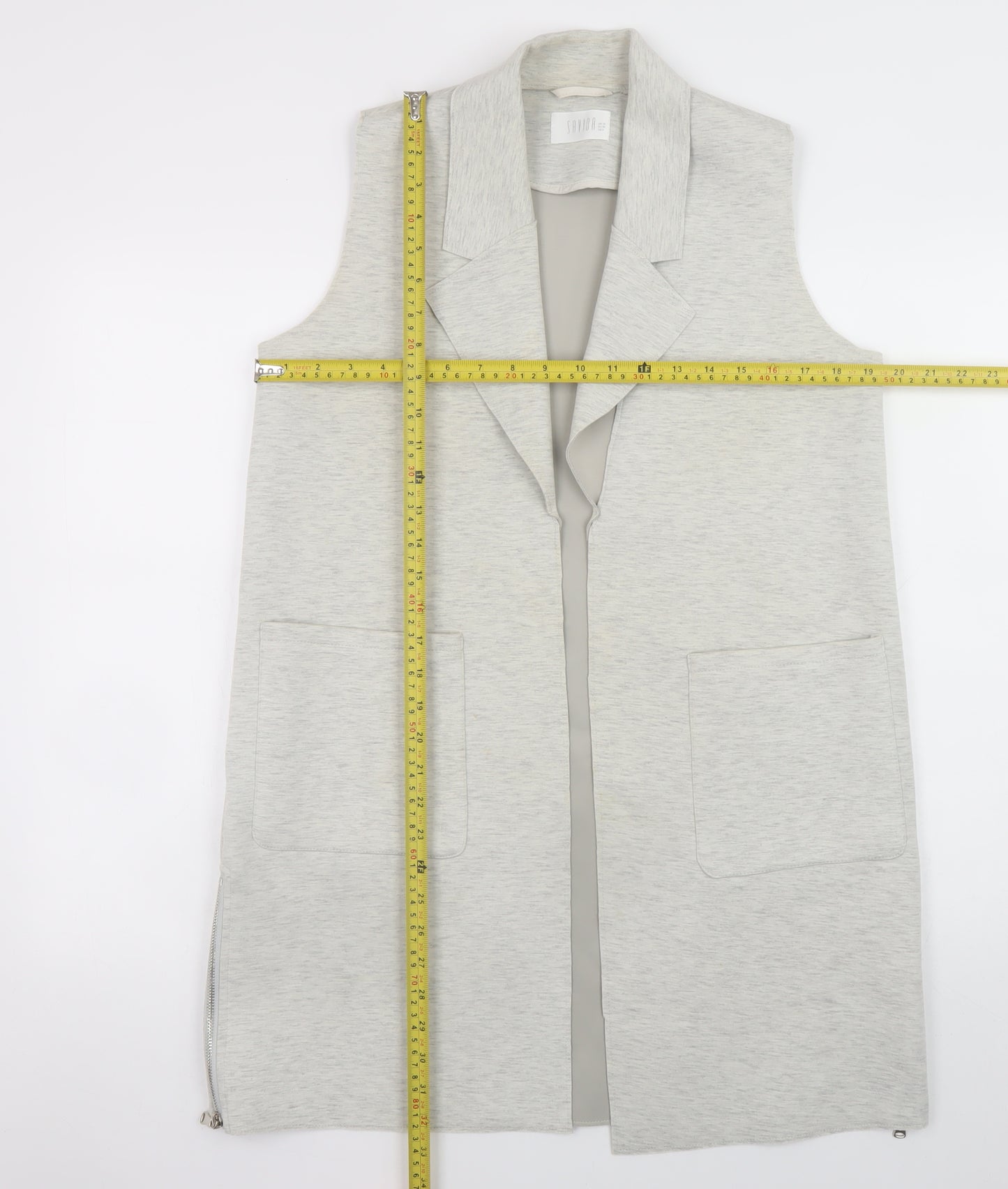 Savida Women's Grey Long Sleeveless Waistcoat Size 10