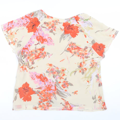 Jacques Vert Women's Beige Floral Chiffon Blouse UK 16