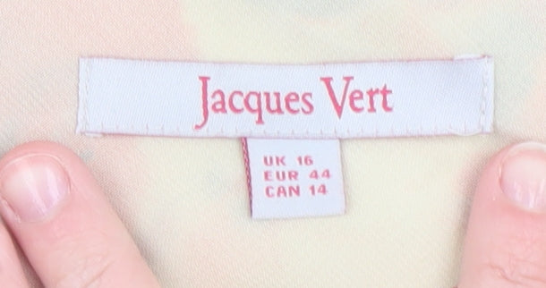 Jacques Vert Women's Beige Floral Chiffon Blouse UK 16