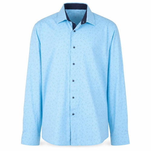 Ben Brown Men Blue Long Sleeve Regular Fit Cotton Blend Button-Up Shirt Size L