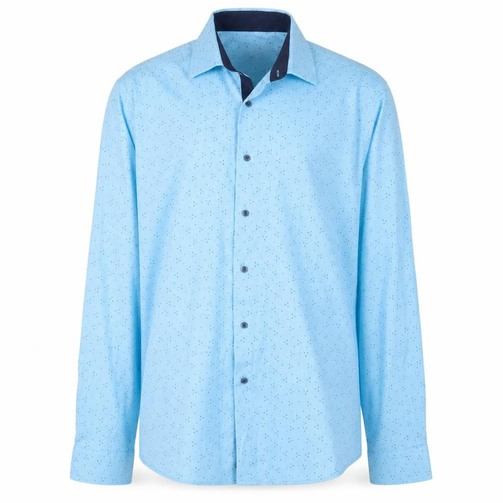 Ben Brown Men Blue Long Sleeve Regular Fit Cotton Blend Button-Up Shirt Size L