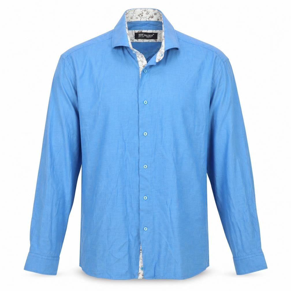 Ben Brown Men's Blue Long Sleeve Cotton Blend Button-Up Shirt L 42in
