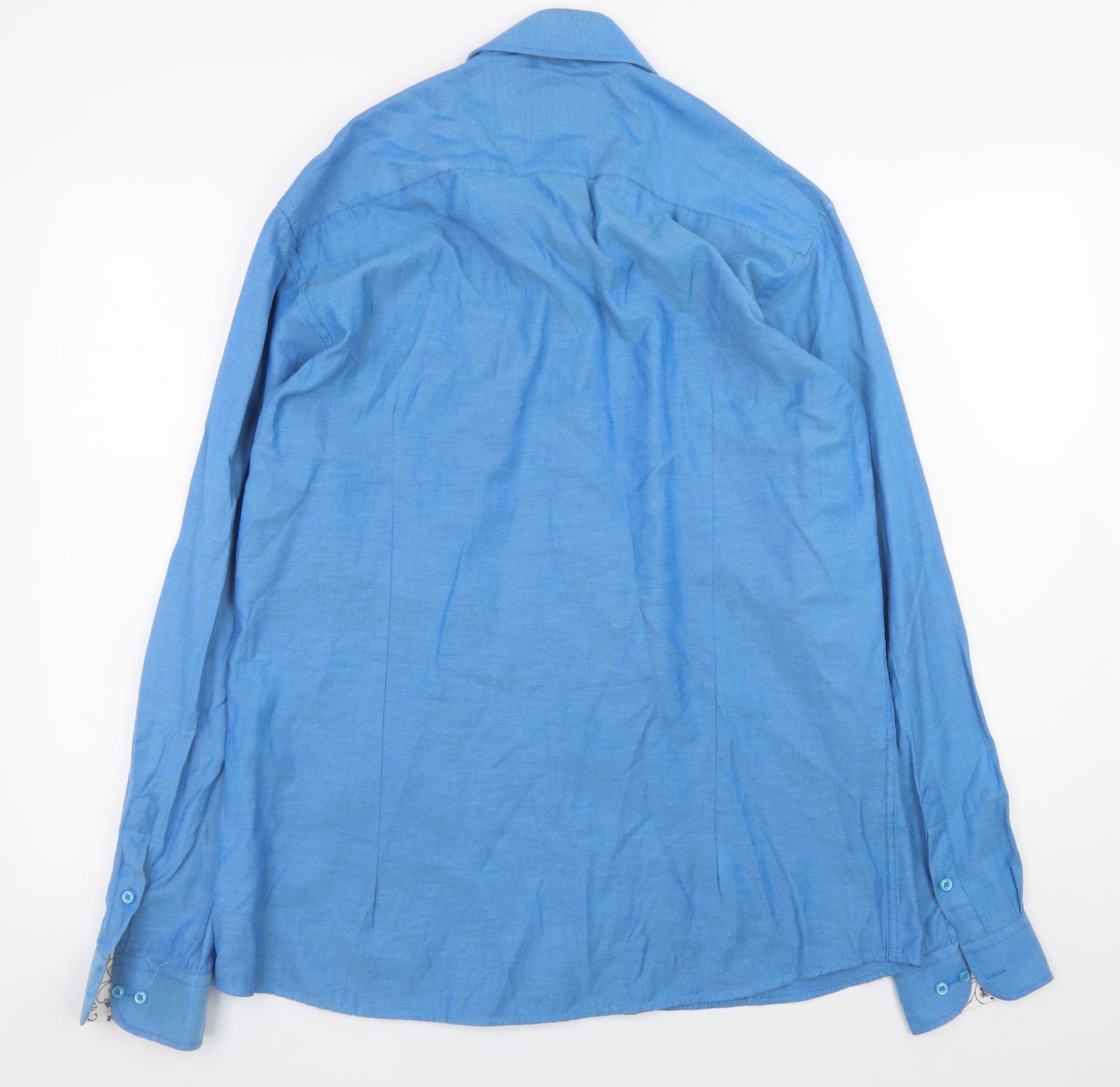Ben Brown Men's Blue Long Sleeve Cotton Blend Button-Up Shirt L 42in