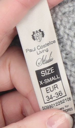 Paul Costelloe Living Women’s Grey Striped Roll Neck Merino Wool Jumper XS