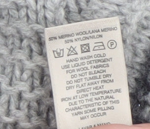 Paul Costelloe Living Women’s Grey Striped Roll Neck Merino Wool Jumper XS
