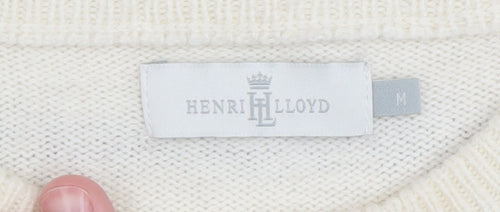 Henri Lloyd Women's Ivory Striped Crew Neck Wool Blend Jumper M
