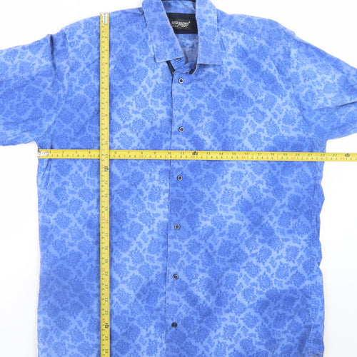 Ben Brown Men's Blue Paisley Cotton Long Sleeve Button-Up Shirt L