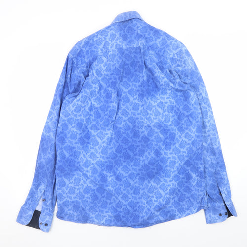 Ben Brown Men's Blue Paisley Cotton Long Sleeve Button-Up Shirt L