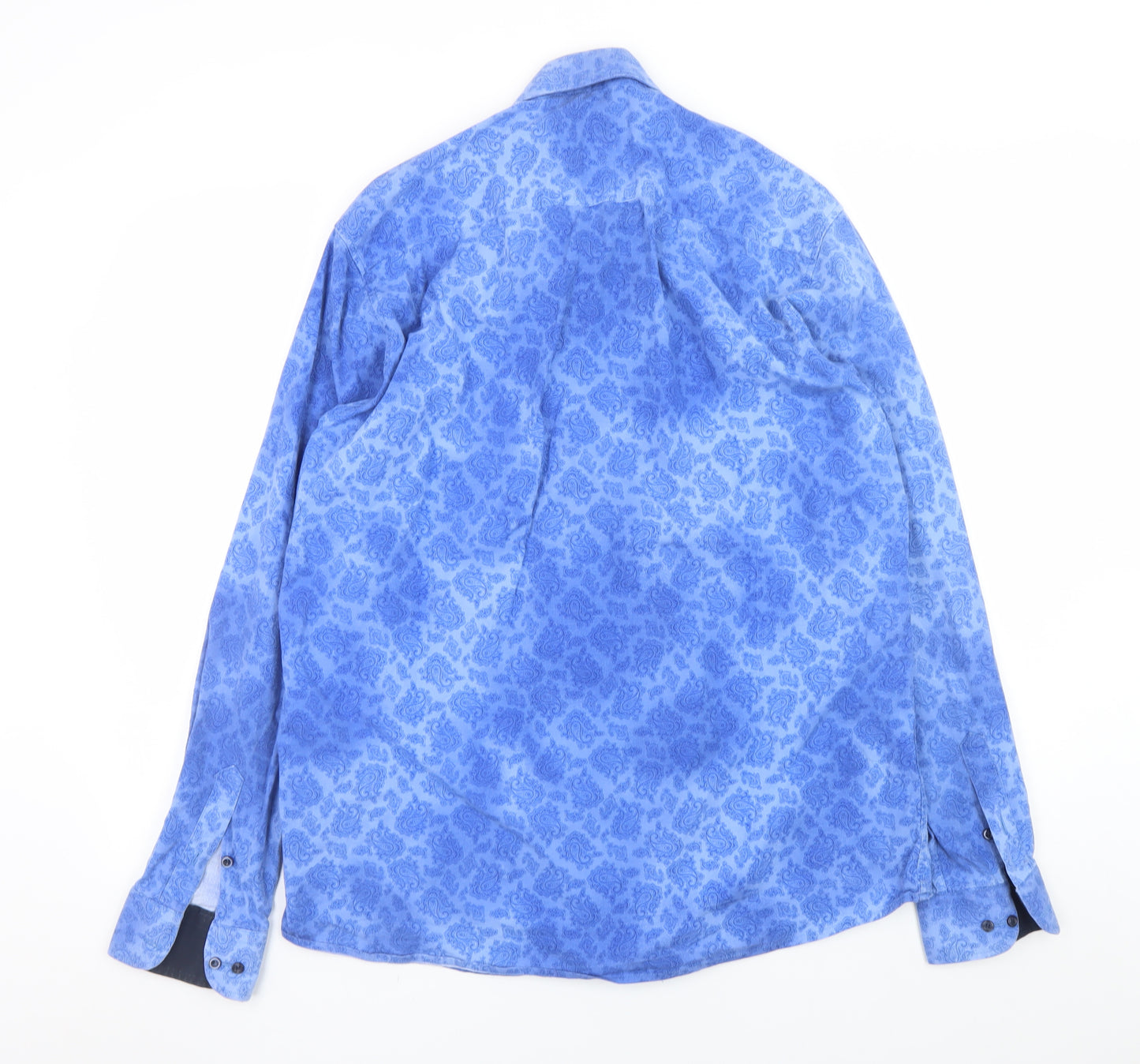 Ben Brown Men's Blue Paisley Cotton Long Sleeve Button-Up Shirt L