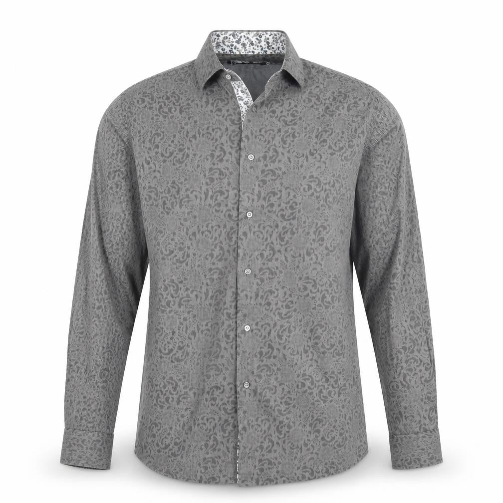 Ben Brown Men's Grey Geometric Cotton Long Sleeve Button-Up Shirt Size L
