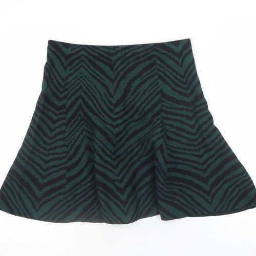 Oasis Women’s Green Animal Print A-Line Knit Skirt Size M
