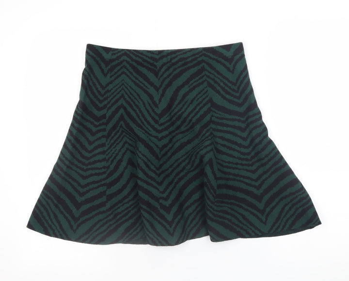 Oasis Women’s Green Animal Print A-Line Knit Skirt Size M