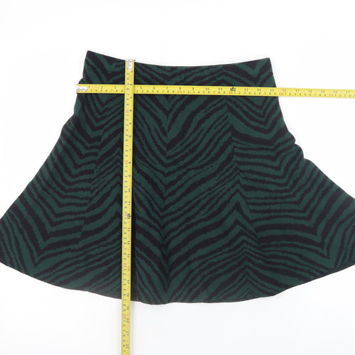Oasis Women’s Green Animal Print A-Line Knit Skirt Size M