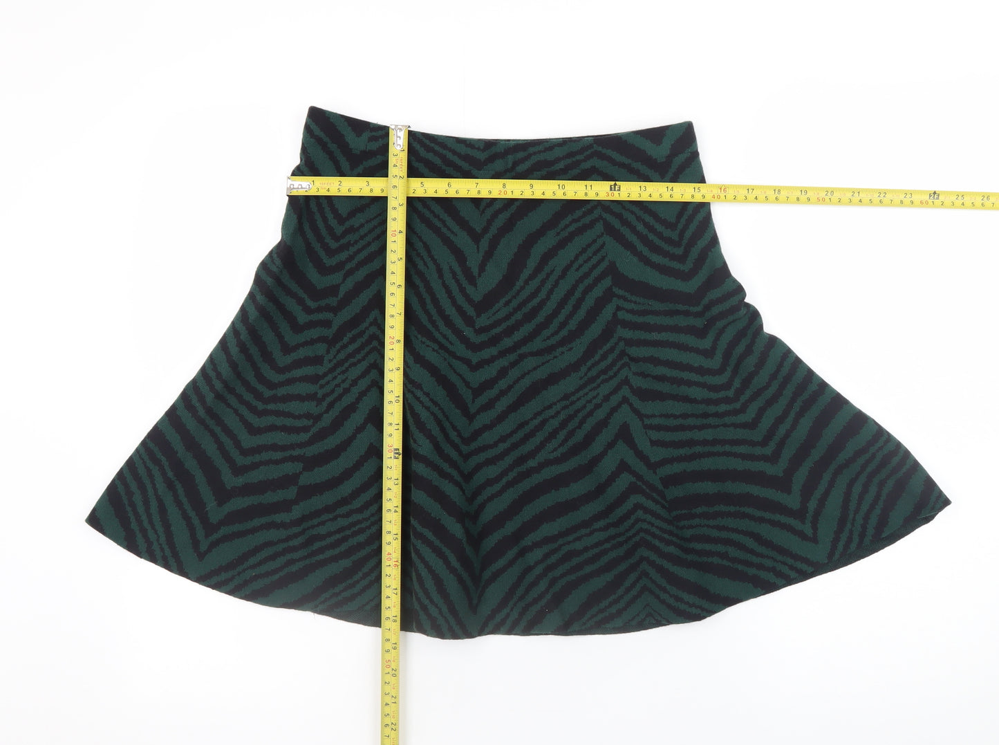 Oasis Women’s Green Animal Print A-Line Knit Skirt Size M