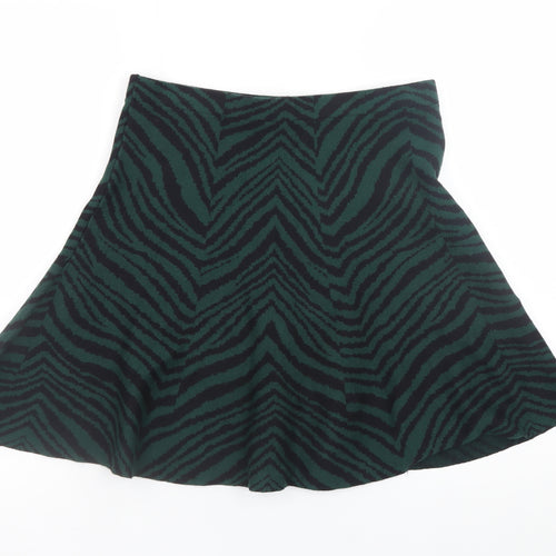 Oasis Women’s Green Animal Print A-Line Knit Skirt Size M