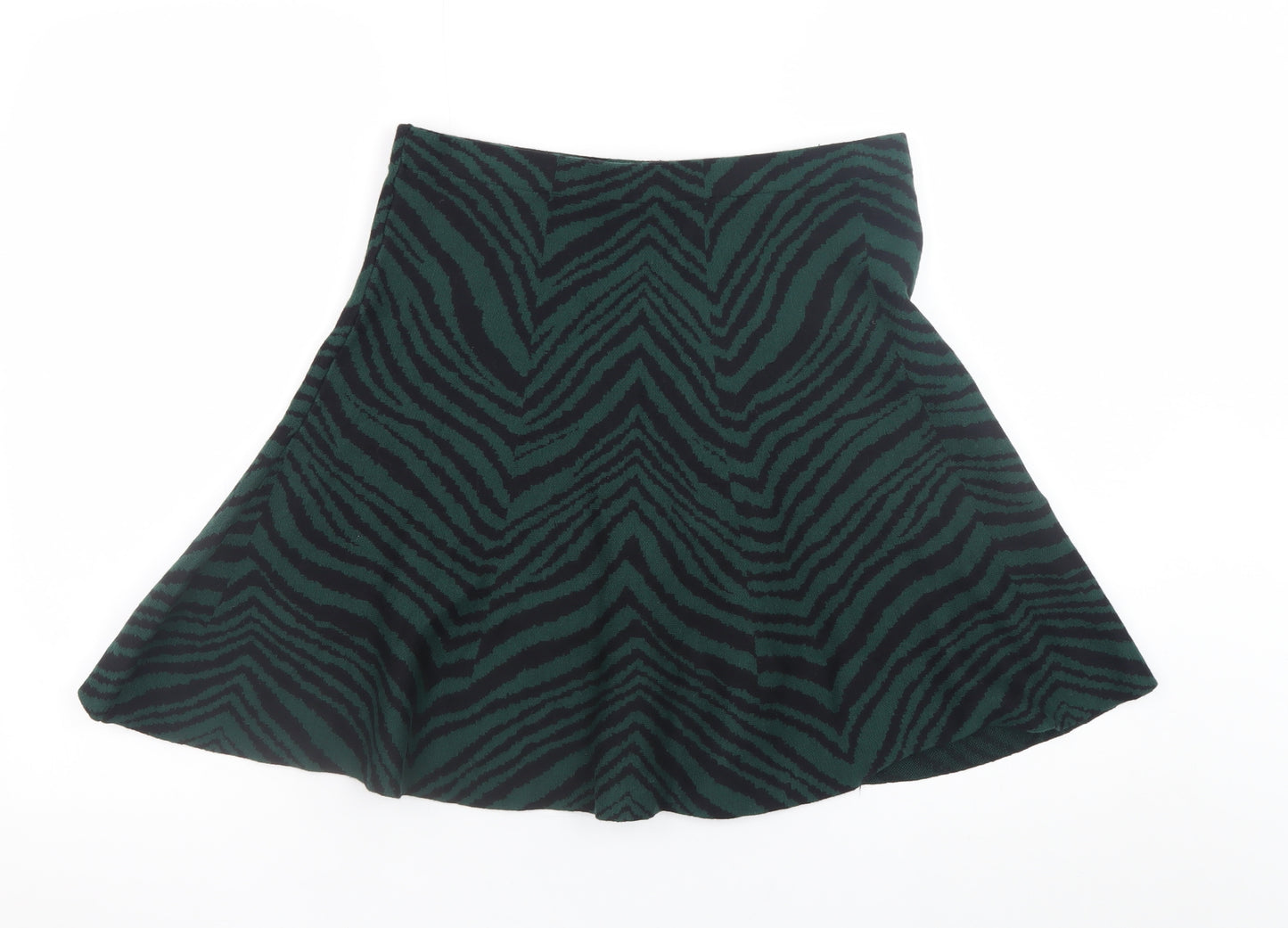 Oasis Women’s Green Animal Print A-Line Knit Skirt Size M