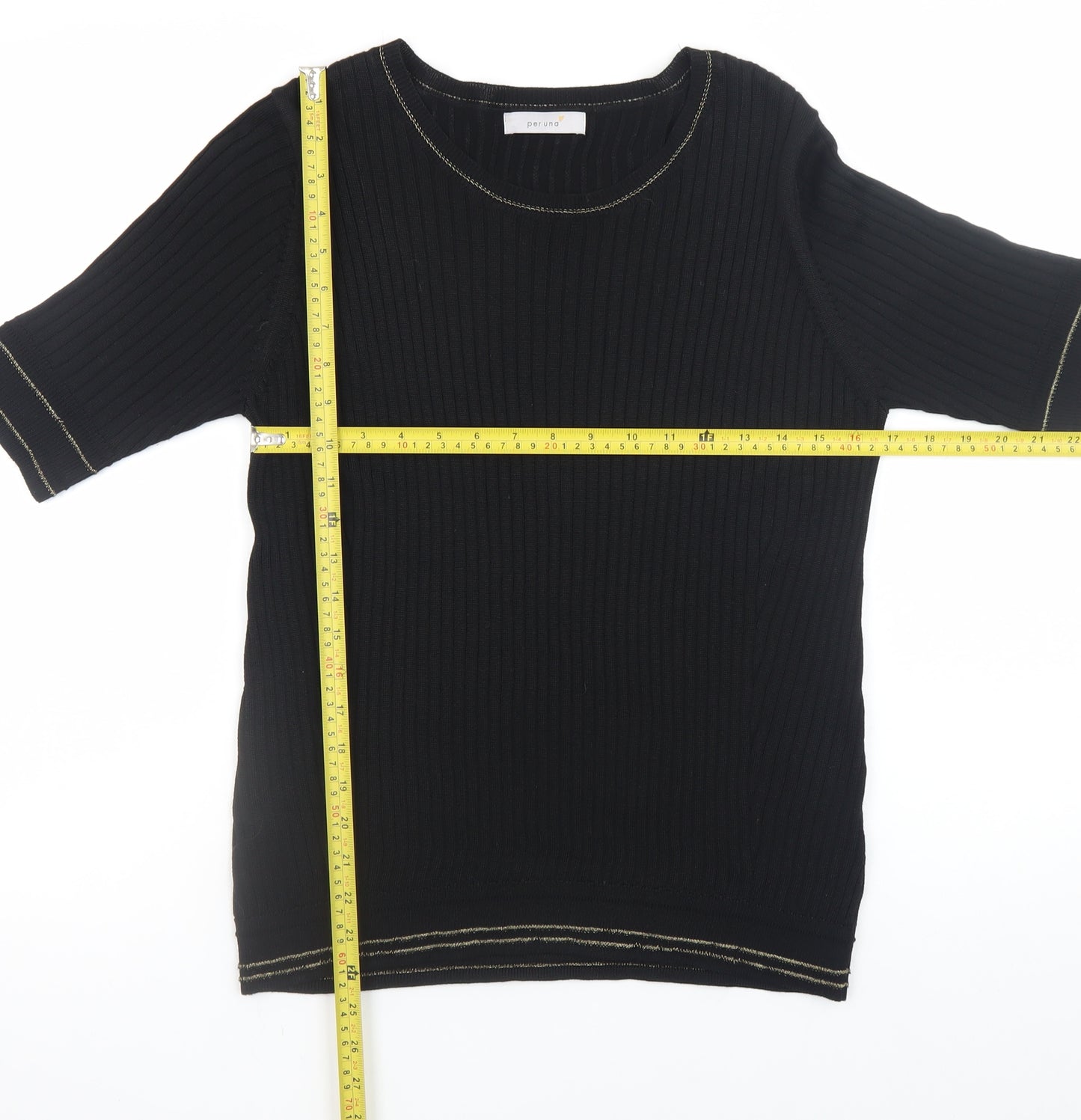 Marks and Spencer Women's Black Knit Short Sleeve Top Size 16