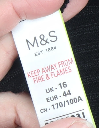 Marks and Spencer Women's Black Knit Short Sleeve Top Size 16