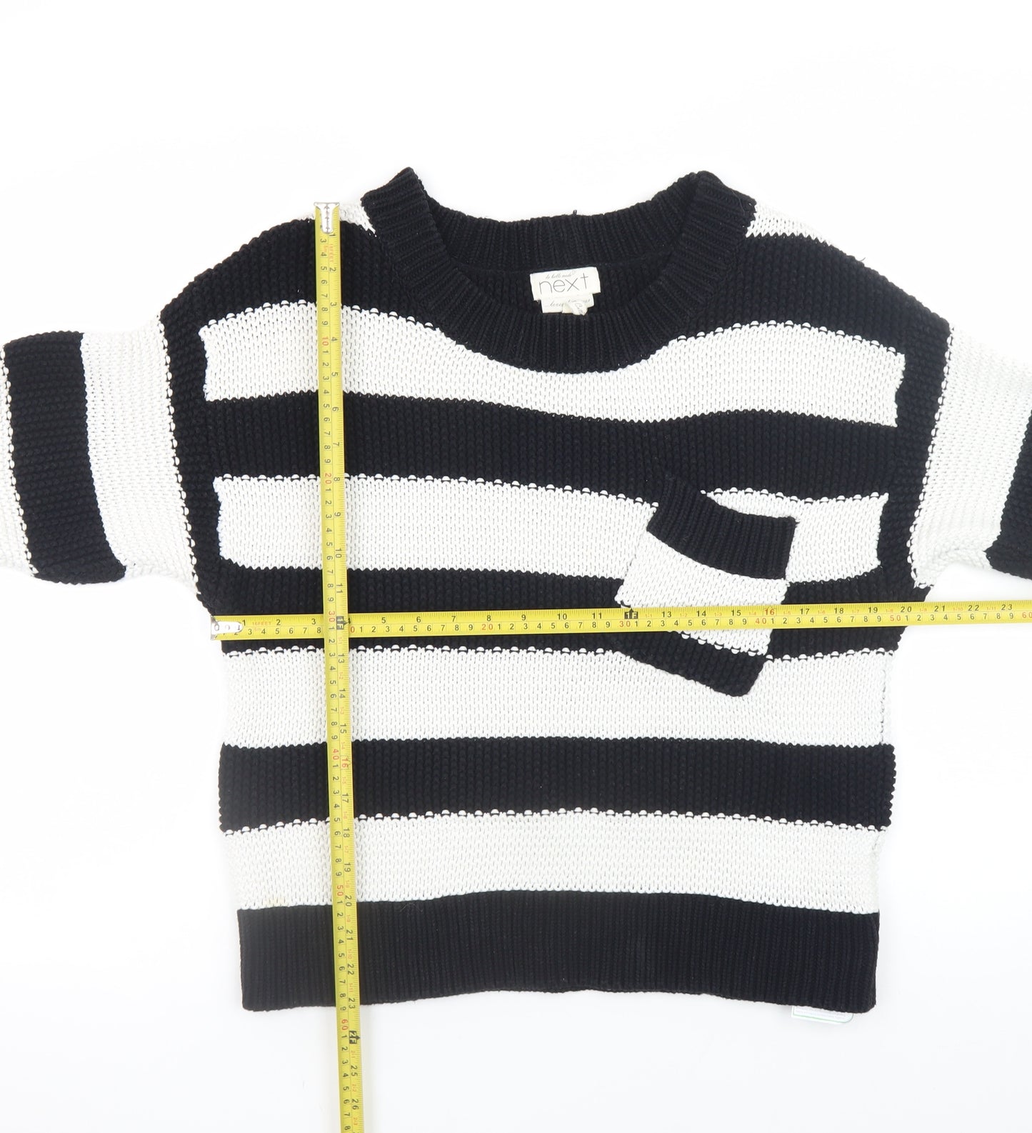 Next Womens Black & White Striped Cotton Jumper Size 12