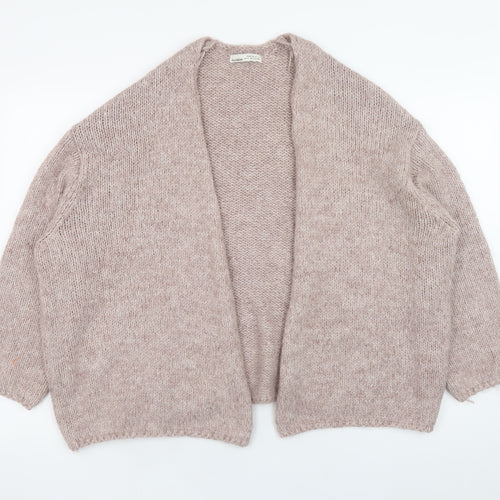Pull&Bear Women's Beige Chunky-Knit Open Cardigan Size S
