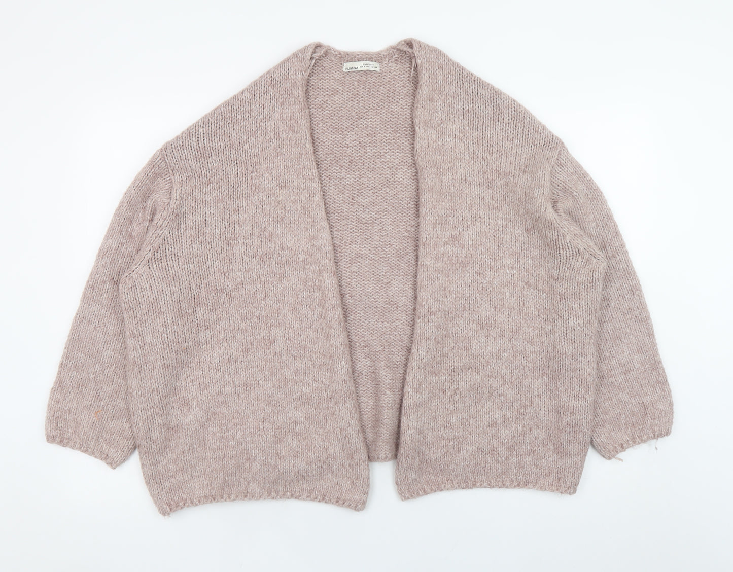 Pull&Bear Women's Beige Chunky-Knit Open Cardigan Size S