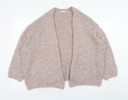 Pull&Bear Women's Beige Chunky-Knit Open Cardigan Size S