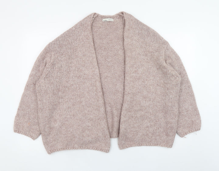 Pull&Bear Women's Beige Chunky-Knit Open Cardigan Size S