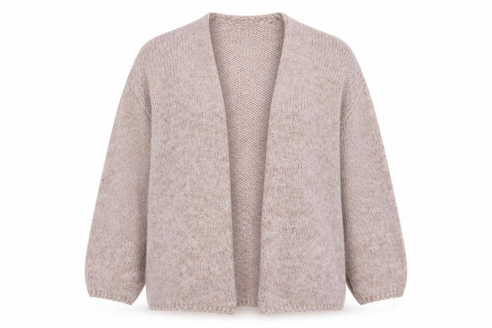Pull&Bear Women's Beige Chunky-Knit Open Cardigan Size S