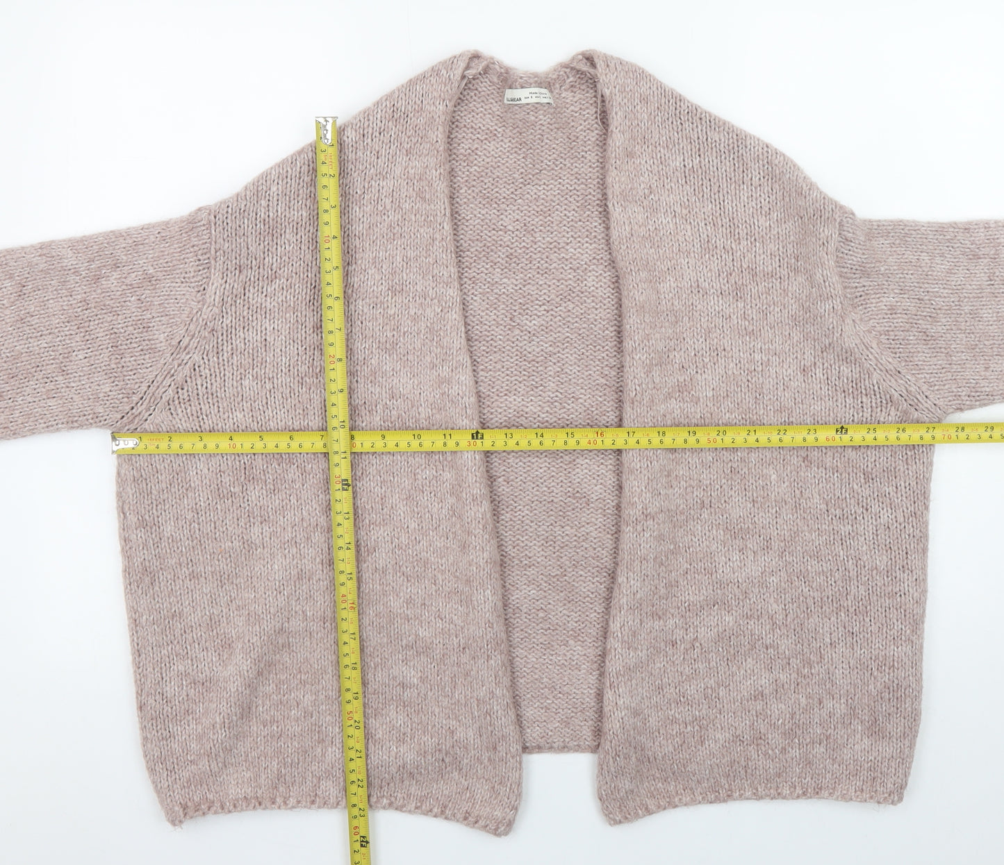 Pull&Bear Women's Beige Chunky-Knit Open Cardigan Size S
