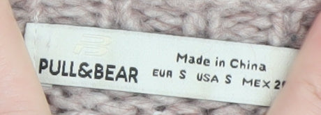Pull&Bear Women's Beige Chunky-Knit Open Cardigan Size S