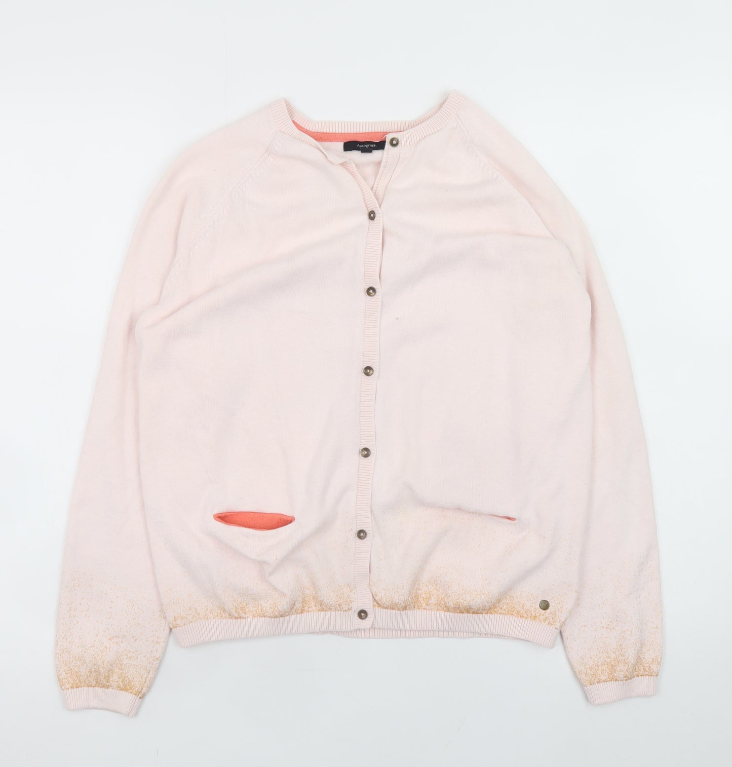 Marks and Spencer Girls Pink Cotton Cashmere Button Cardigan 13-14 Years