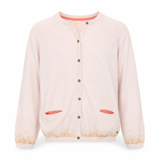 Front view of Marks & Spencer girls’ pink cotton cashmere button cardigan 13-14 years