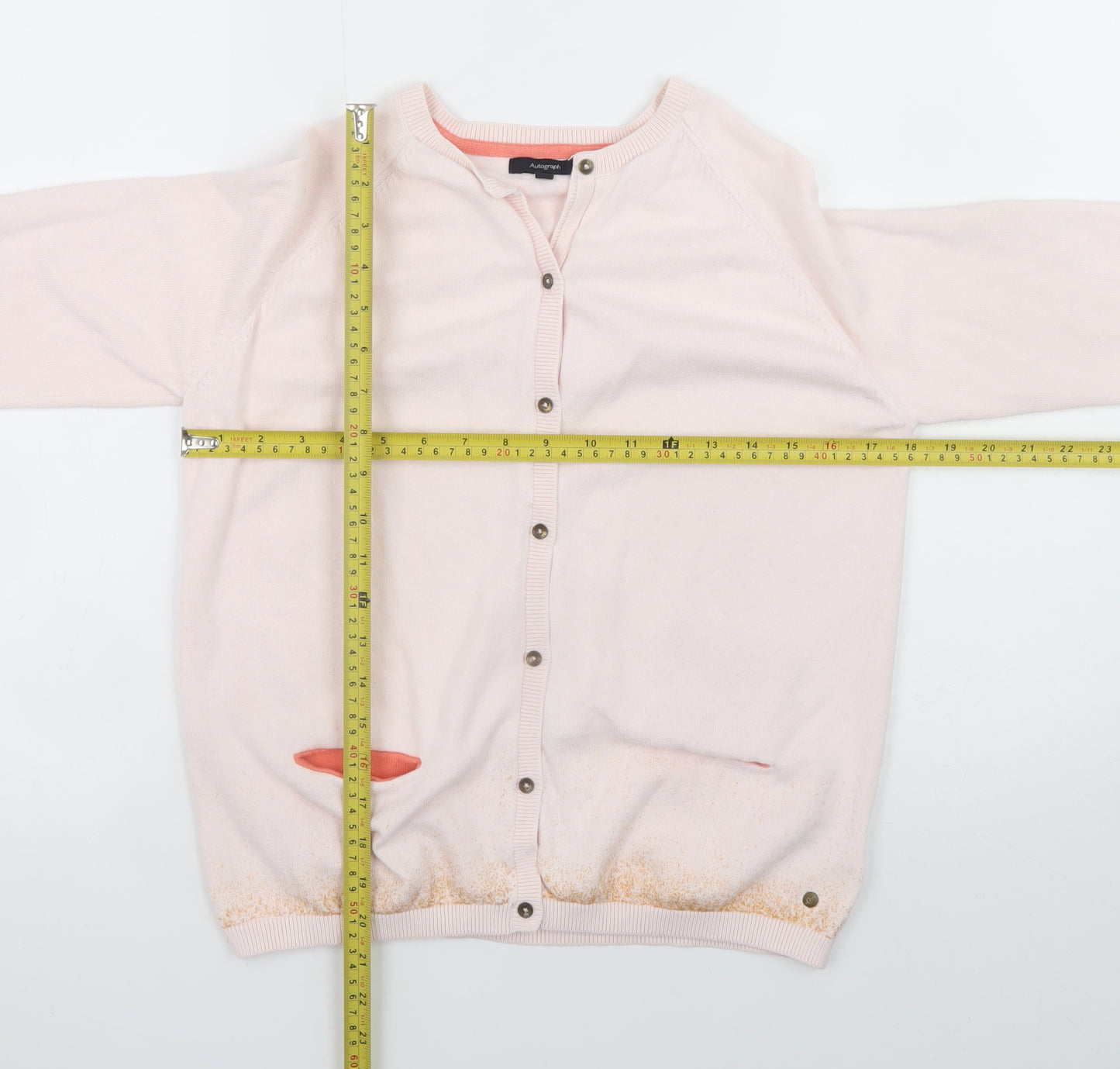 Marks and Spencer Girls Pink Cotton Cashmere Button Cardigan 13-14 Years