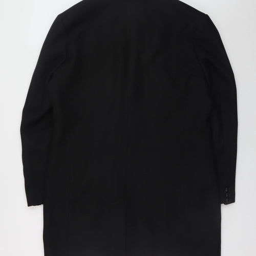Bertoni Men’s Black Wool Blend Long Overcoat Size 54 (44in) Classic Style
