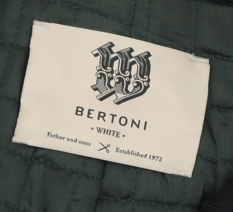 Bertoni Men’s Black Wool Blend Long Overcoat Size 54 (44in) Classic Style