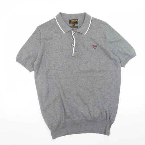 William Hunt Men's Grey Luxury Cotton Polo Shirt Size M